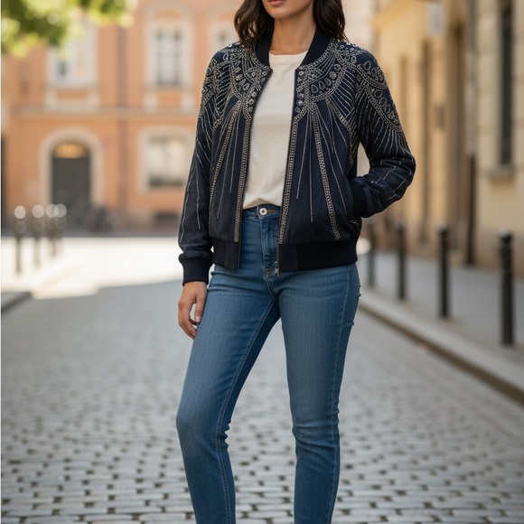 Haute Hippie Jackets & Blazers - Gorgeous Haute Hippie Navy Suede Bomber Jacket - Women